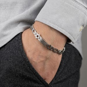 Sterling Silver Geometric Bracelet: Armenian Style Link Bracelet