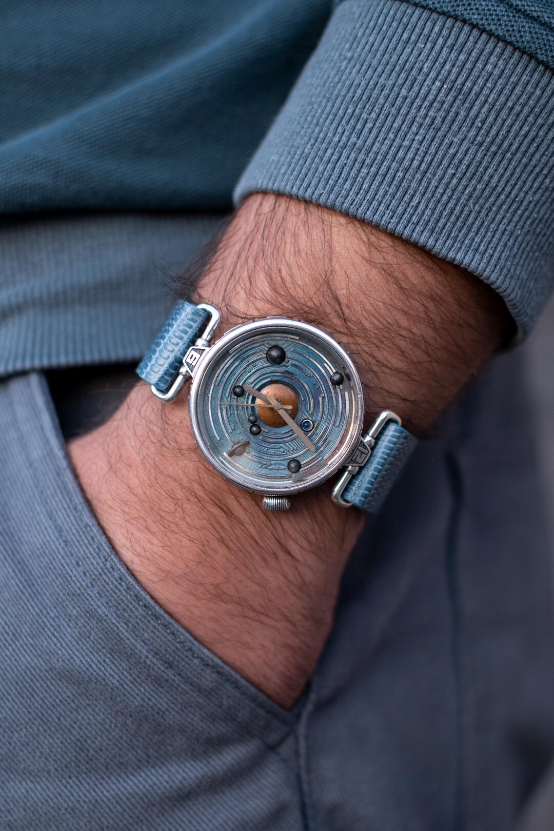 Sterling Silver Solar System Watch: Galaxy Wristwatch, Mechanical or ...