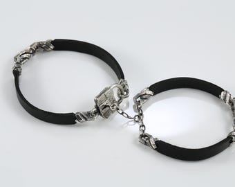 Juego de 2 pulseras de pareja personalizadas de plata de ley - Pulsera de plata - Pulseras para parejas/amantes con candado, Pulsera de mujer con llave