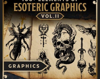 Esoteric Sigils & Occult Symbols – 100+ Distressed PNGs + Vector – Fantasy Necromancer Graphics Pack Volume 2