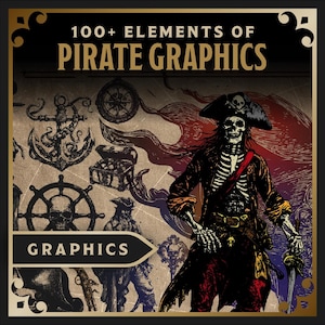 Pirate Graphics Bundle: Distressed PNGs, Vectors, Vintage Maps (Digital Download