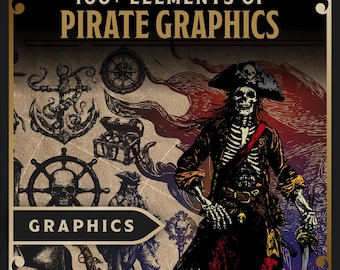 Pirate Graphics Bundle: Distressed PNGs, Vectors, Vintage Maps (Digital Download