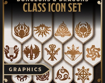Dungeons and Dragons Class Icons Set | Fantasy RPG Symbols Graphics (AI Vector)