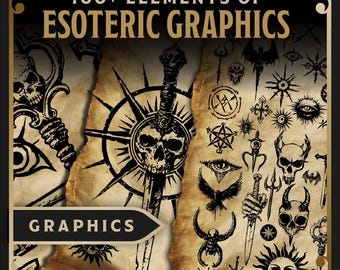 Esoteric Sigils & Occult Symbols – 100+ Distressed PNGs + Vector – Fantasy Necromancer Graphics Pack