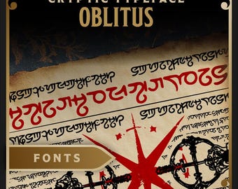 Oblitus – Arcane Script Font for Fantasy, TTRPG & Magic Designs – Ancient Cryptic Typeface (OTF/TTF)