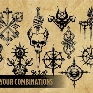 Esoteric Sigils & Occult Symbols – 100+ Distressed PNGs + Vector – Fantasy Necromancer Graphics Pack image 8