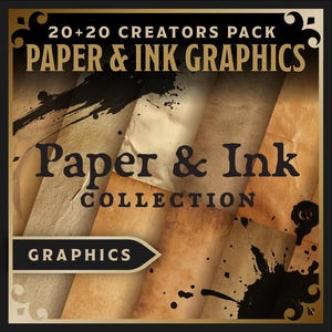 Paquete de texturas de papel vintage: 20 pergaminos envejecidos con manchas de tinta. Formato PNG. Incluye escala de grises. Para mapas de fantasía y proyectos de diseño.