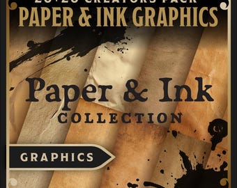 Vintage Paper Texture Pack – 20 Aged Parchments + Ink Stains – PNG Format, Grayscale Set Included – For Fantasy Maps & Design Projects