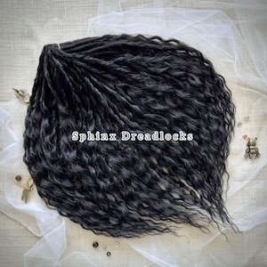 60 DE Black Synthetic Curls, Boho Light Wavy Dreadlock Extensions, Double Ended Curly Crochet Dreads, Full Set Soft Lock Extensions
