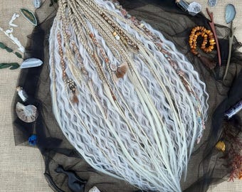 Dreadlock Extensions, DE Platinum Blonde Dreads and Textured Braids, 24 inches Curly Synthetic Double Ended Boho Locks for Her