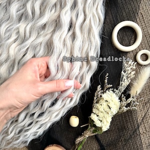 Gift Set 60 DE Platinum Blonde Synthetic Curls Set, White Wavy Dreadlock Extensions, Double Ended Curly Dreads, Personalized Gifts for Girl