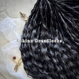 Ready to Ship 60 DE Black Synthetic Curls, Boho Light Wavy Dreadlock Extensions, Full Head Set Double Ended Curly Crochet Dreads in Stock