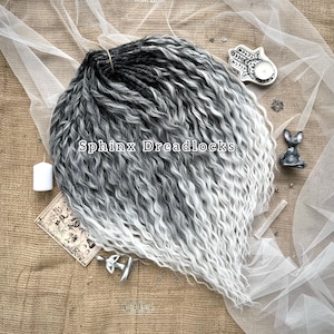 Grey to White Ombre Crochet Curls, 60 DE Wavy Blonde Dreadlock Extensions, Curly Synthetic go Grey Locks, Full Head Double Ended Curly Curls