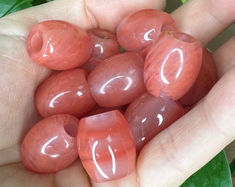 One large 6mm hole gemstone beads, Charm for head braids twist and dreadlocks, Barrel jasper aventurine agate onyx, Dreads accessories