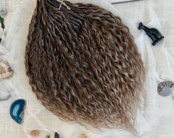 In Stock in US Curly Dreads, 24 inches Double Ended Wavy Reusable Locks, Natural Brown Synthetic Boho Dreadlock Extensions, Fast Shipping