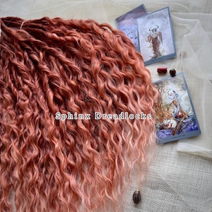 Gift set 60 DE Light Red Curls, Wavy Synthetic Soft Dreadlock Extensions, Burgundy Double Ended Curly Dreads, Personalized Gifts for Girl