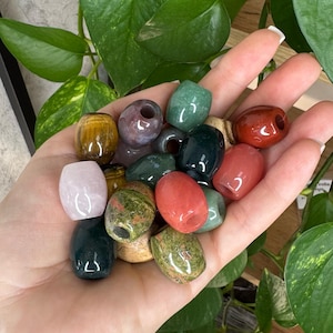 One large 6mm hole gemstone beads, Quartz Jasper Unakite Onyx beads, Beads for braids twist and dreads, Dreads charm gift accessories