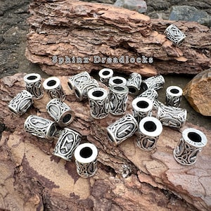 Runic alphabet dreadlock beads, Norse individual beads, Viking runes dread, Hair accessories for braiding, Scandinavian alphabet runes