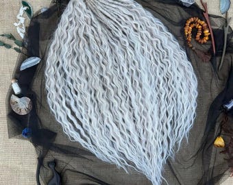 Curly Dreads, 24 Inches Synthetic Dark Platinum Blonde Dreadlock Extensions, Ombre DE SE Wavy Crochet Single Double Ended Faux Locks