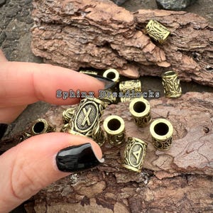 Runic alphabet dread beads, Norse individual alphabet, Viking runes beads, Hair wrap accessories, Scandinavian alphabet runes hole beads