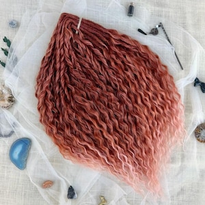Fast Shipping Dreads, Pastel Red DE SE Boho Curly Synthetic Dreadlock Extensions, Reusable and Lightweight Wavy Festival Hair, In Stock