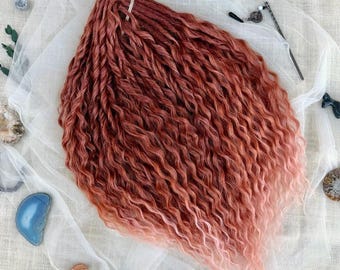 Curly Dreads, Pastel Burgundy Wavy Synthetic Boho Dreadlock Extensions, Festival Hair, Red Reusable Single Double Ended Crochet Curls