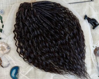 Dreads Gift, DE SE 24 Inches Brown Curly Locks, Synthetic Single Double Ended Wavy Dreadlock Extensions, Crochet Boho Festival Hair for Girl