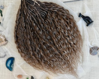 Fast Shipping Dreads, 24 inches Warm Brown Wavy Synthetic Dreadlock Extensions, Reusable Double Single Ended Soft Curly Lock