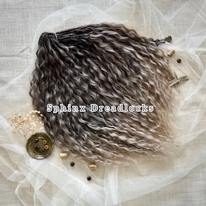 Cold Brown Crochet Curls Hair, Wavy Soft Ombre Dreadlock Extensions, 60 DE Boho Synthetic Locks, Full Head Set Double Ended Curly Dreads