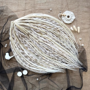 Dreadlock Extensions, Full Set Platinum Blonde Wavy Dreads and Textured Braids, Soft Double Ended Curly Boho Locks for Women