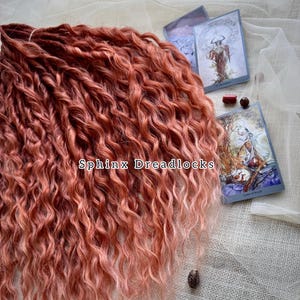Ready to Ship 60 DE Soft Red Curls, Wavy Synthetic Soft Dreadlock Extensions, Boho Pastel Burgundy Double Ended Curly Dreads Set in Stock