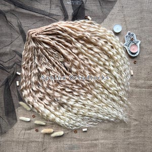 60 DE Warm Blonde Synthetic Curls, Wavy Ombre Dreadlock Extensions, Double Ended Curly Crochet Dreads, Full Head Set Boho Lock Extensions
