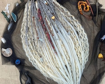 Extensiones de rastas, rastas rubias frías y trenzas texturizadas grises, 60 cm (24 pulgadas), rizos sintéticos de doble punta estilo boho para ella.