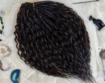 Fast Delivery Dreads, Dark Brown Curly DE SE Synthetic Dreadlock Extensions, 24 inches Soft Reusable Double Ended Wavy Locks in Stock