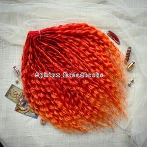 60 DE Orange Synthetic Curls, Wavy Dreadlock Extensions, Red Double Ended Curly Hair Crochet Dreads, Full Set Fire Soft Lock Extensions