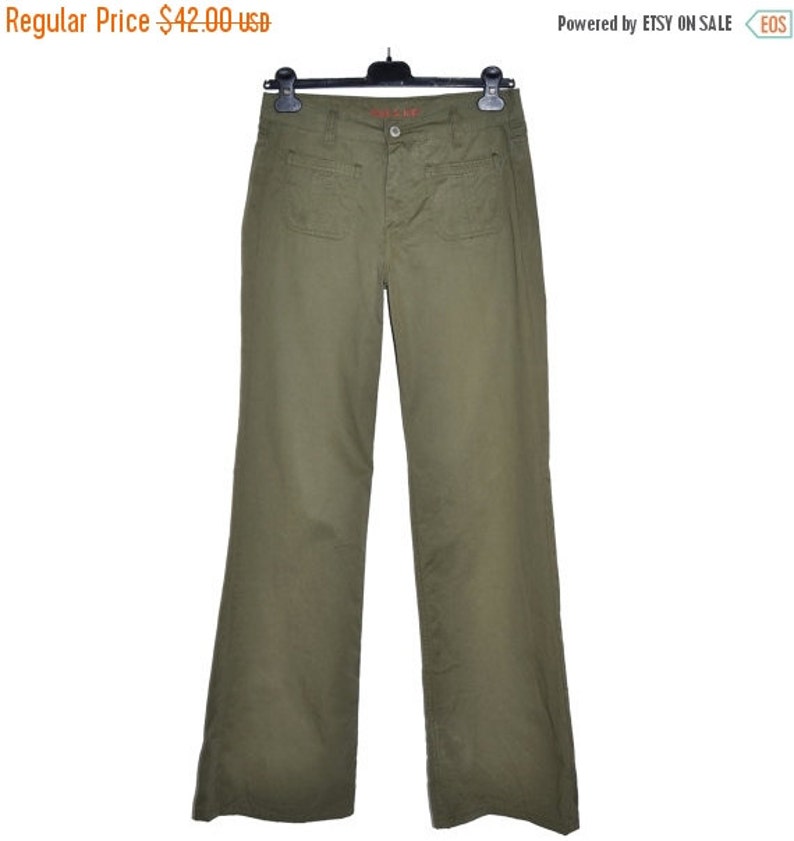 khaki flared pants