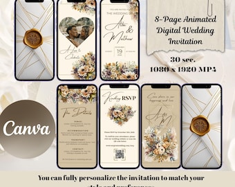 Animated Wedding Invitation Template: Customizable Video Invite (Digital Download)