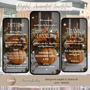 Animerad Thanksgiving-inbjudan med musik: Festlig digital inbjudan