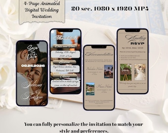 Animated Wedding Invitation Video: DIY Canva Template (Digital Download)