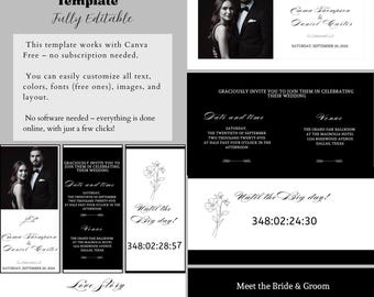 Elegante klassische Hochzeitseinladung - Digitale Invite mit Antwortkarten