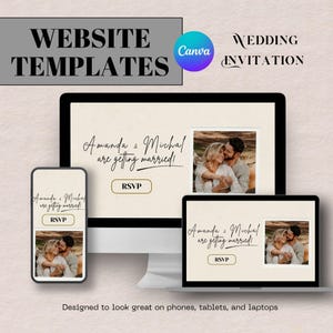 Wedding Website Template Canva | Digital Wedding Invitation with RSVP | Mobile Friendly Web Page | Editable in Canva Free