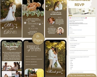 Digital Animated Wedding Invitation | Editable Canva Template | Greenery Wedding E-Invite