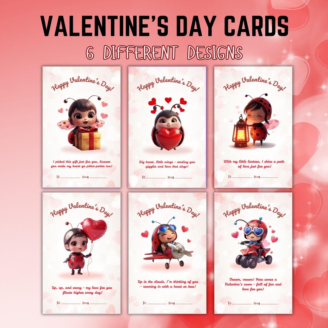 Ladybug Valentine Card for Kids | Printable Love Day Card | Editable ...
