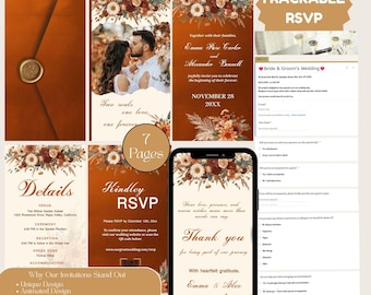 Terracotta Animated Wedding Invitation | Boho Fall E-Invite (Digital)