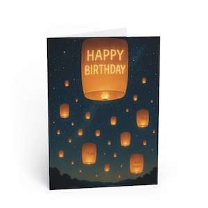 Lantern Light Tranquil Birthday Wishes Card