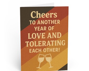 Funny Anniversary Card Retro Love and Tolerating Each Other Greeting Card