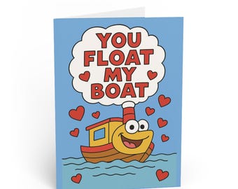 Tarjeta de amor con un remolcador ingenioso: aniversario náutico, San Valentín
