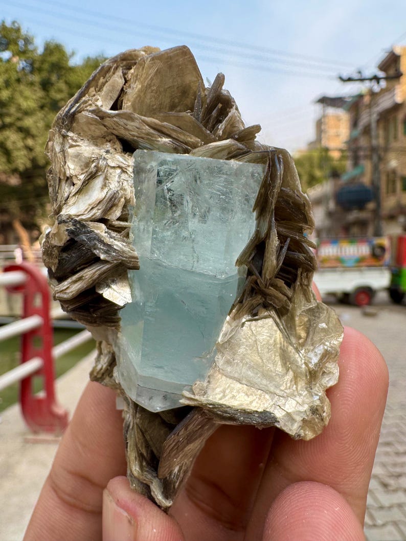 630 Carats Natural Aquamarine Crystal With Muscovite Combine Specimen @ Mineral Specimens image 2