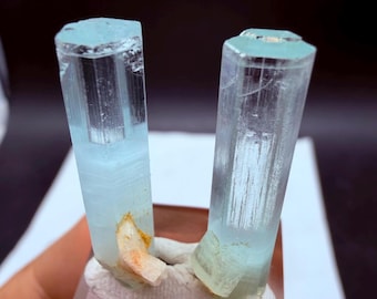 Natural Transparent Aquamarine Crystal 2 Piece , Specimen 23 Carats @ Mineral Specimens