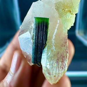 185 CTs Natural Green Cap Tourmaline Crystal With Quartz And Albite Combine Specimen , @ Mineral Specimens
